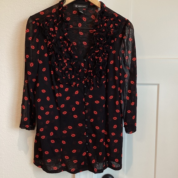 💋Like-New INC Ruffled V-Neck Blouse - Picture 1 of 12
